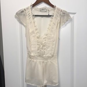 GUESS Lace ivory sheer blouse (size M)